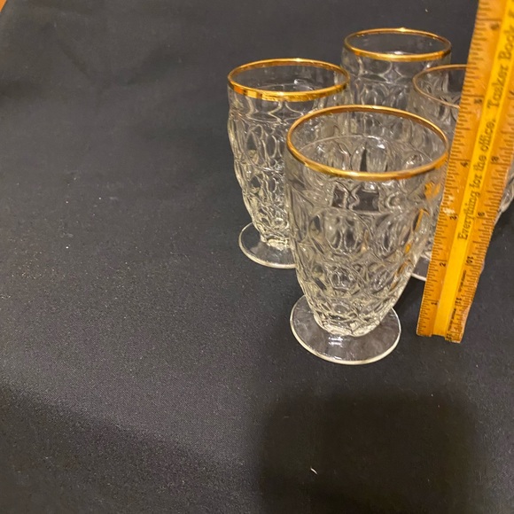 Jeannette Goldtrim Thumbprint Pitcher and glasses - Picture 4 of 6